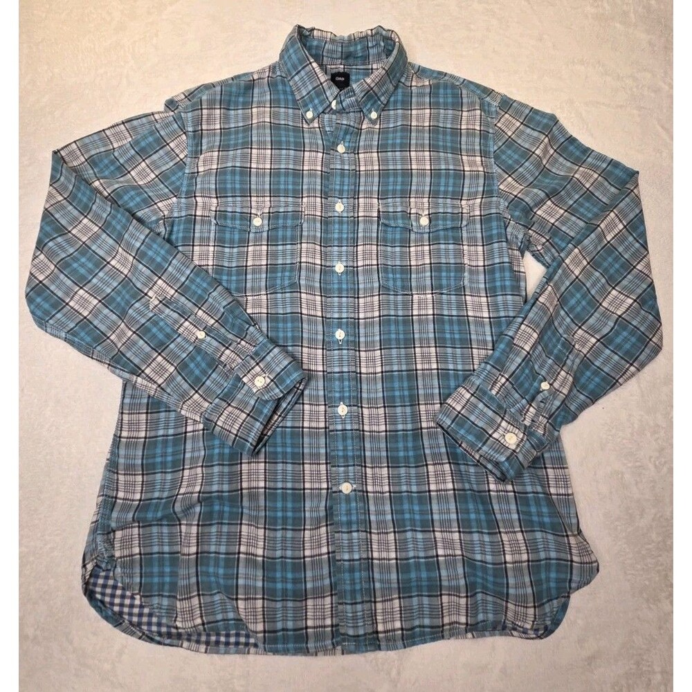 GAP Mens Teal Long Sleeve Button Up Medium